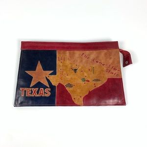 Texas State Flag Tooled Leather Hand Painted Bag